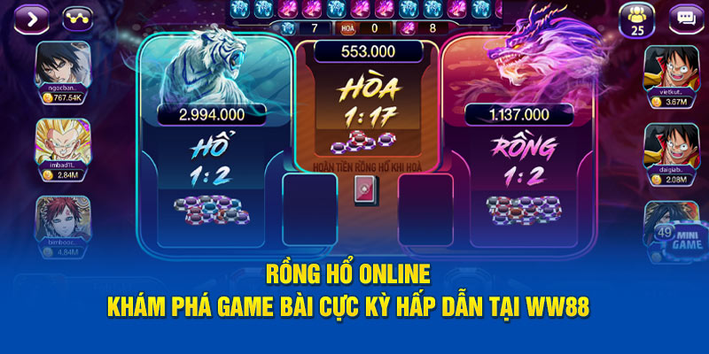 Rồng hổ online tại game bài ww88